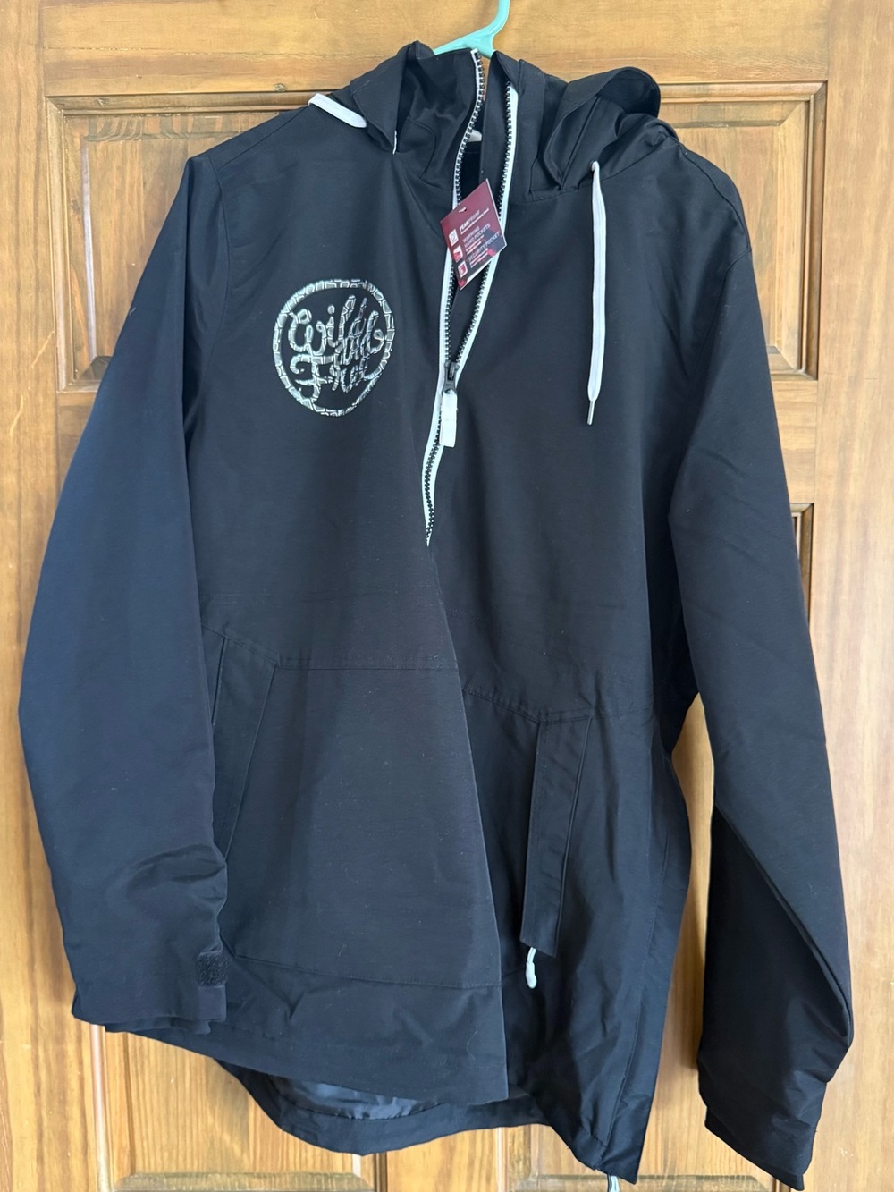 Swiss Tech Black Hooded Lightweight Jacket with White Drawstrings